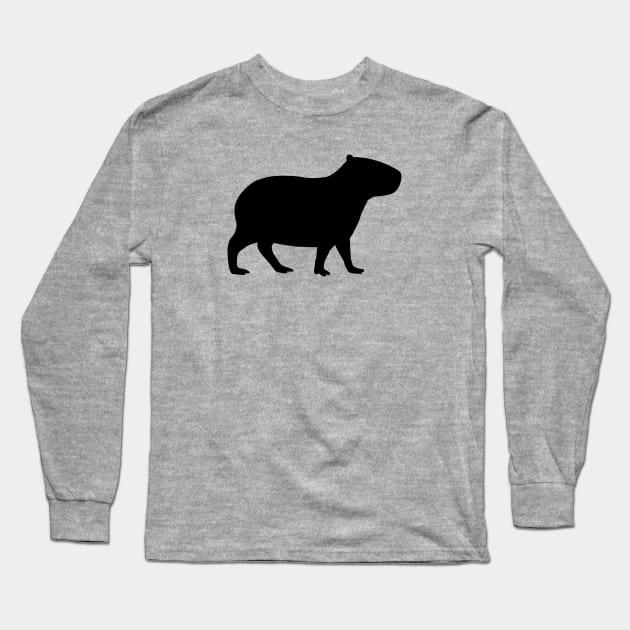 Capybara Silhouette Long Sleeve T-Shirt by Coffee Squirrel